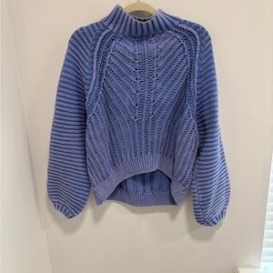 Free People Blue Cowl Neck Sweater